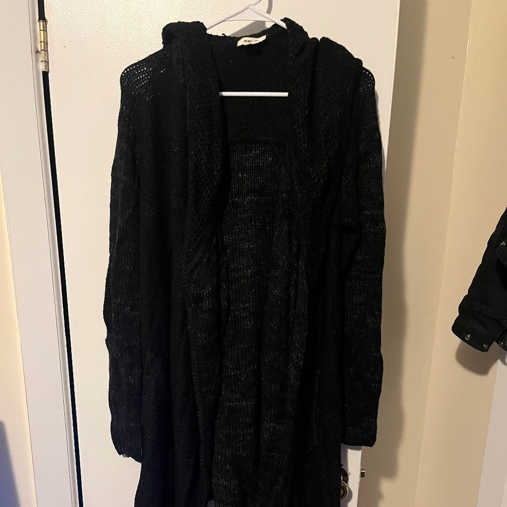 Helmut lang long hooded cardigan